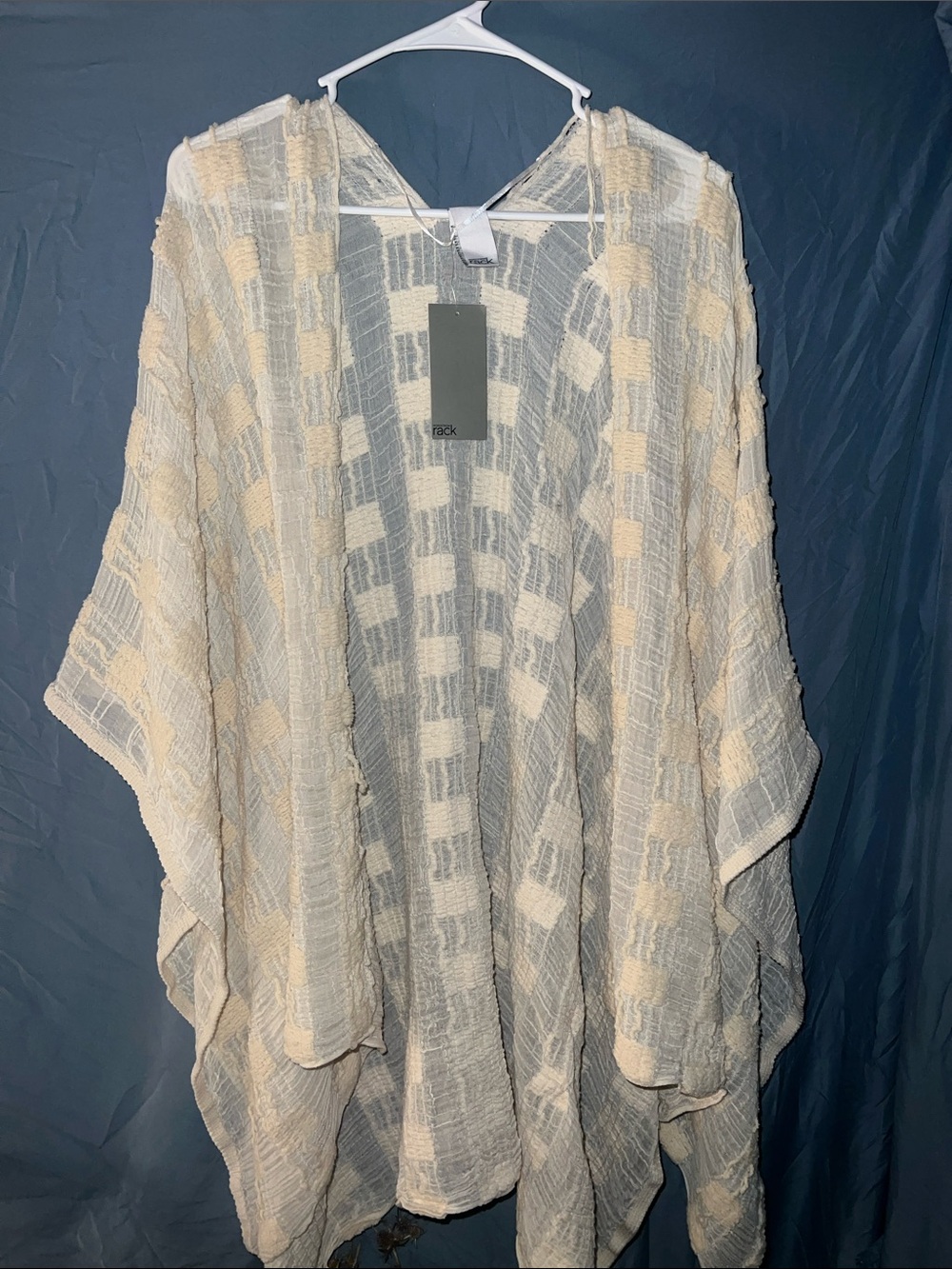 Nordstrom Cream Open-Front Textured Knit Poncho